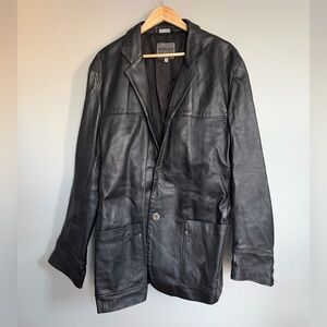 Versace Jeans Couture Black Leather Blazer Jacket EU 58 US 44